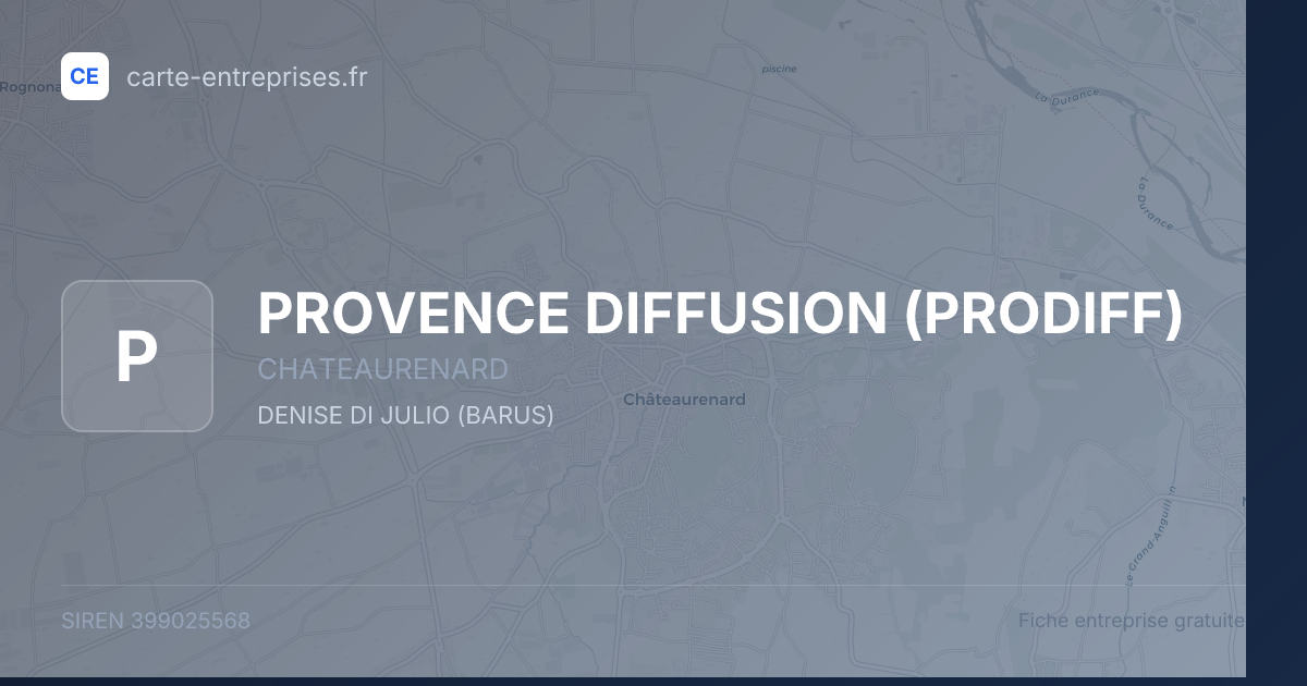 PROVENCE DIFFUSION (PRODIFF) — 399025568 — fiche entreprise