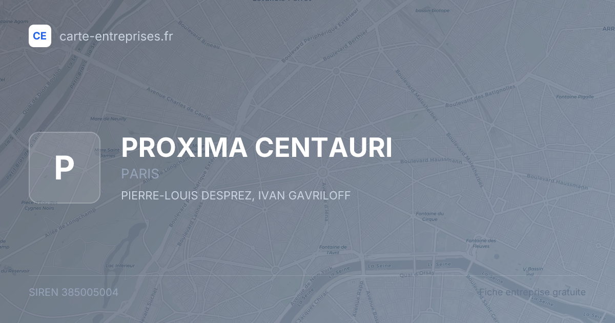 PROXIMA CENTAURI — 385005004 — fiche entreprise