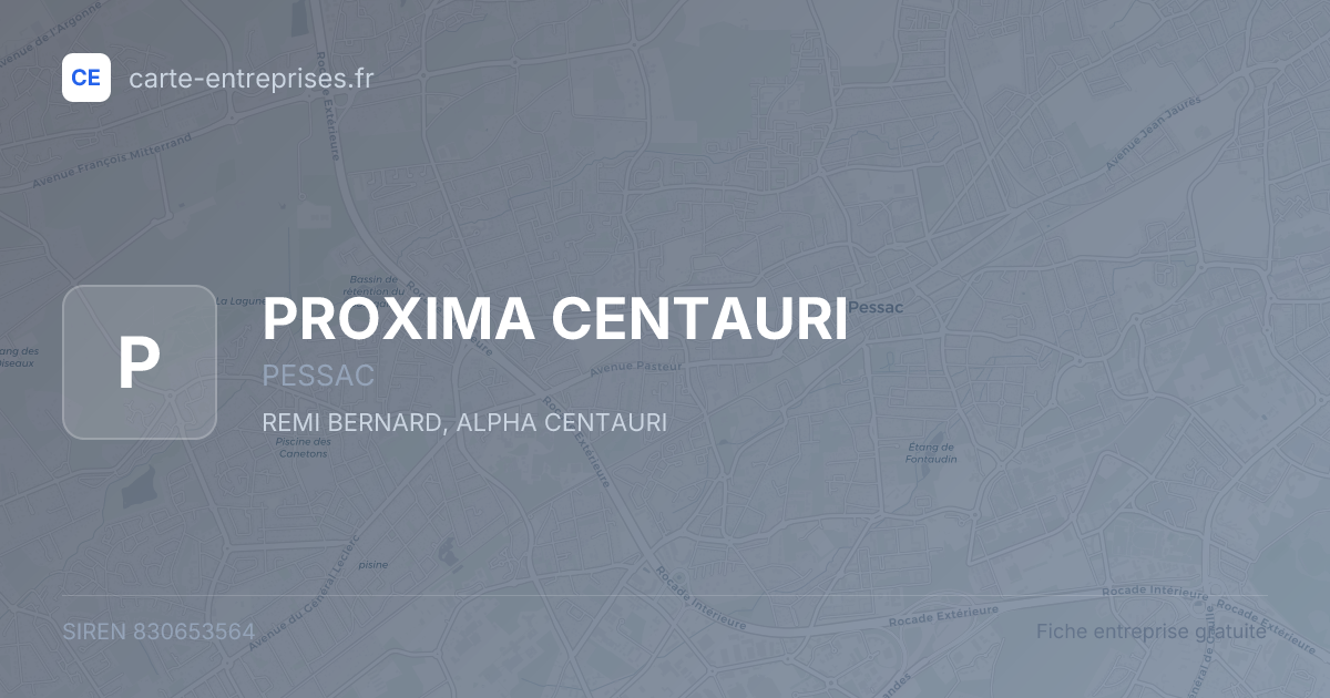 PROXIMA CENTAURI — 830653564 — fiche entreprise