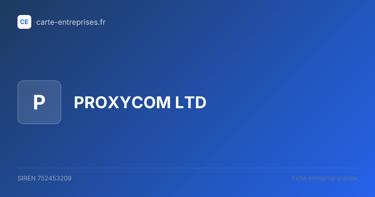 PROXYCOM LTD — 752453209 — fiche entreprise
