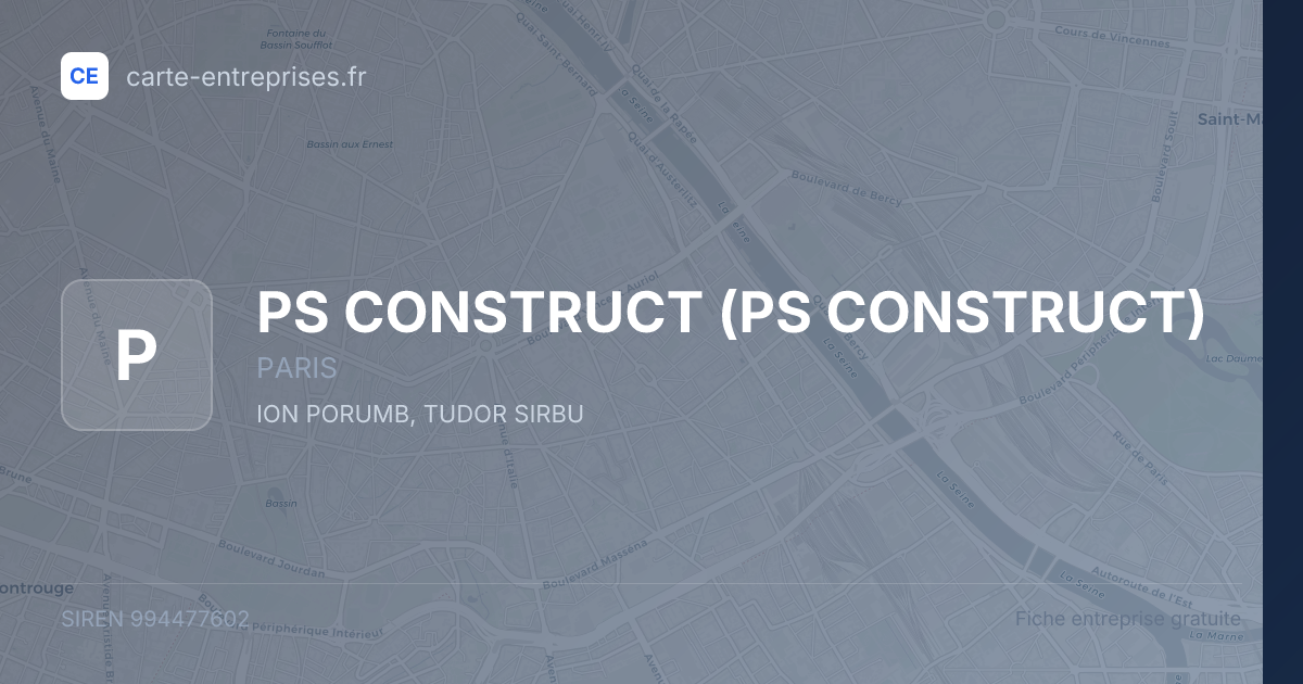 PS CONSTRUCT — 994477602 — fiche entreprise