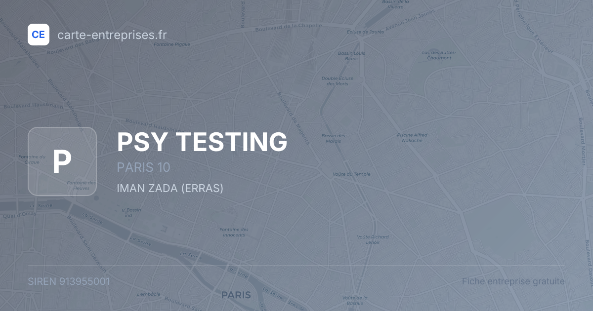 PSY TESTING — 913955001 — fiche entreprise