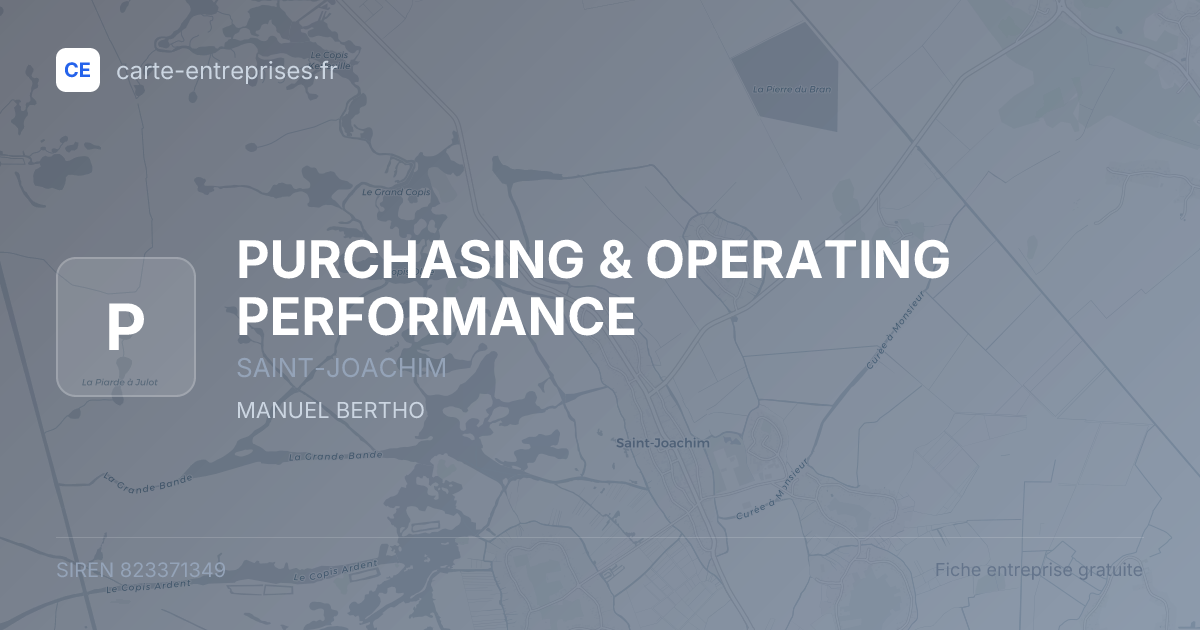 PURCHASING & OPERATING PERFORMANCE — 823371349 — fiche entreprise