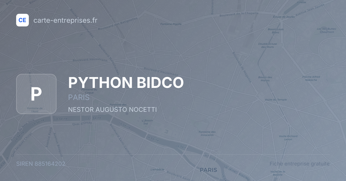 PYTHON BIDCO — 885164202 — fiche entreprise