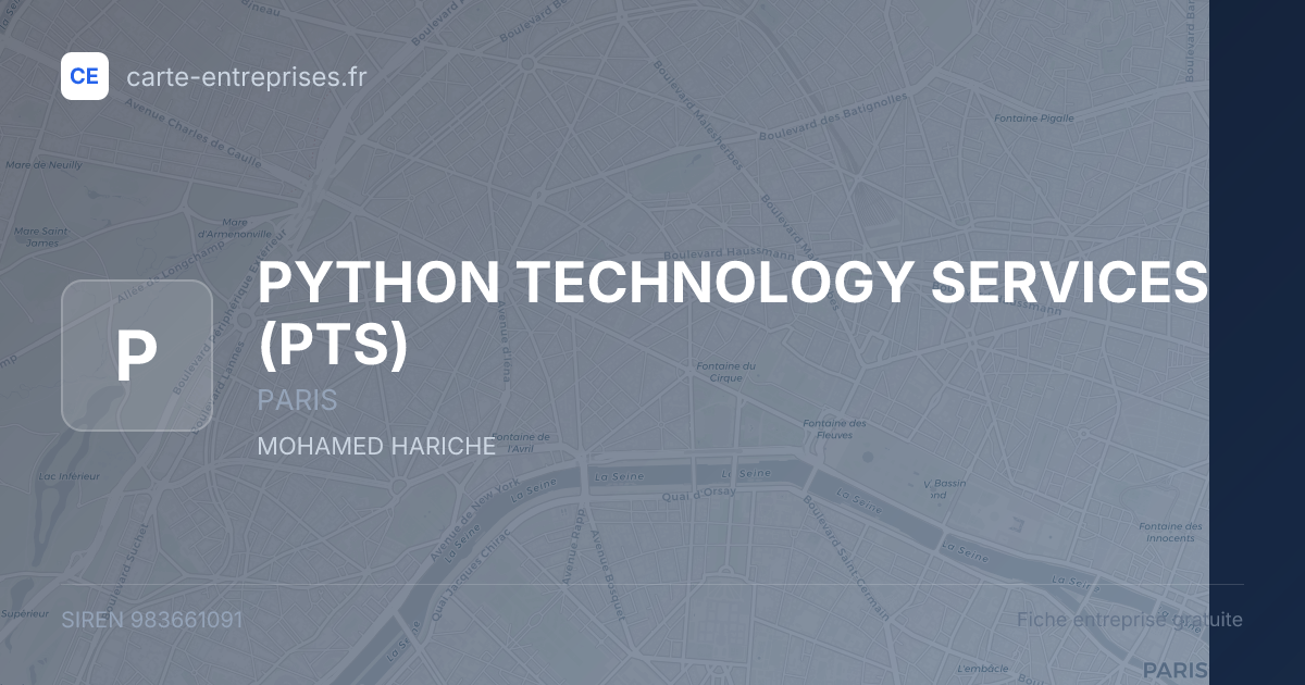 PYTHON TECHNOLOGY SERVICES (PTS) — 983661091 — fiche entreprise