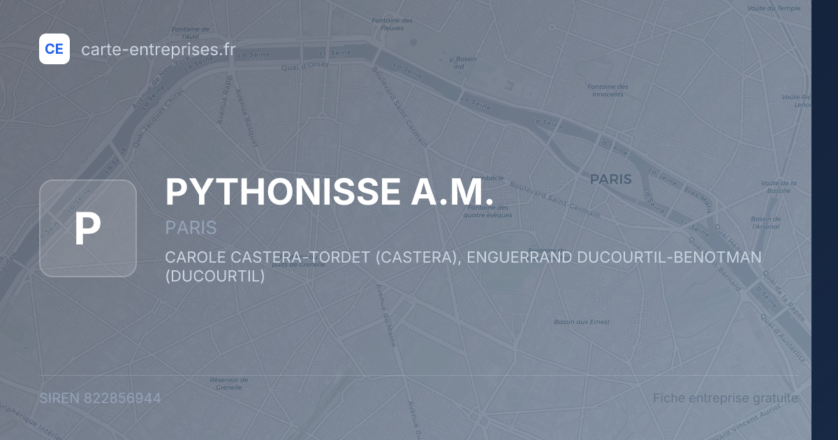 PYTHONISSE A.M. — 822856944 — fiche entreprise
