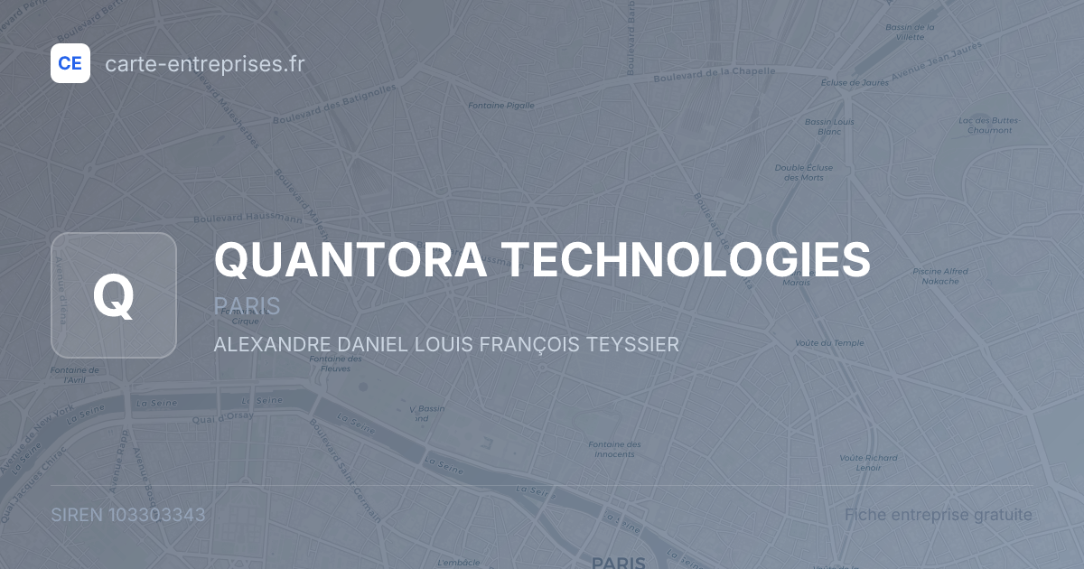 QUANTORA TECHNOLOGIES — 103303343 — fiche entreprise