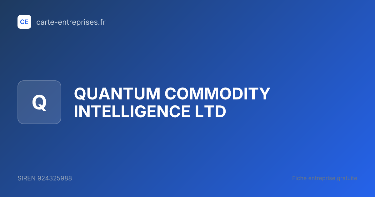 QUANTUM COMMODITY INTELLIGENCE LTD — 924325988 — fiche entreprise