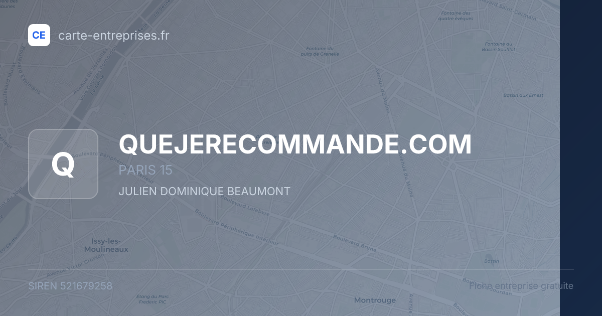 QUEJERECOMMANDE.COM — 521679258 — fiche entreprise