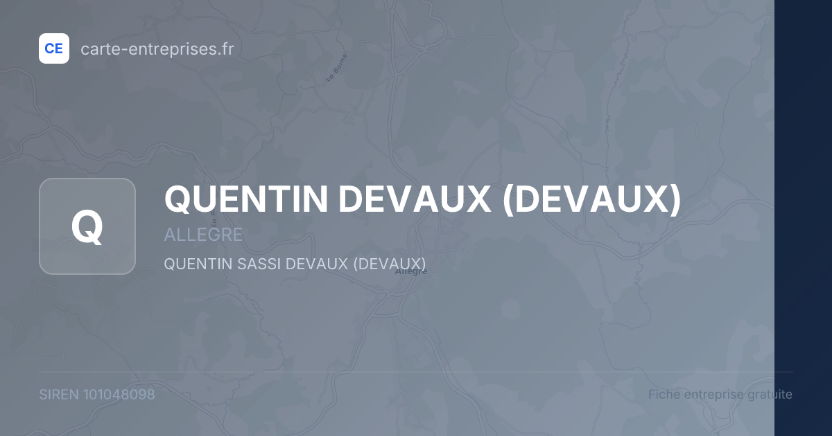 QUENTIN DEVAUX (DEVAUX) — 101048098 — fiche entreprise