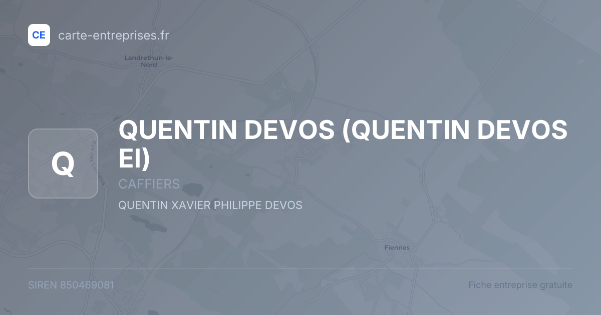 QUENTIN DEVOS (QUENTIN DEVOS EI) — 850469081 — fiche entreprise