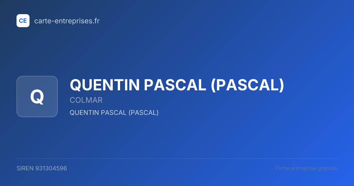 QUENTIN PASCAL (PASCAL) — 931304596 — fiche entreprise