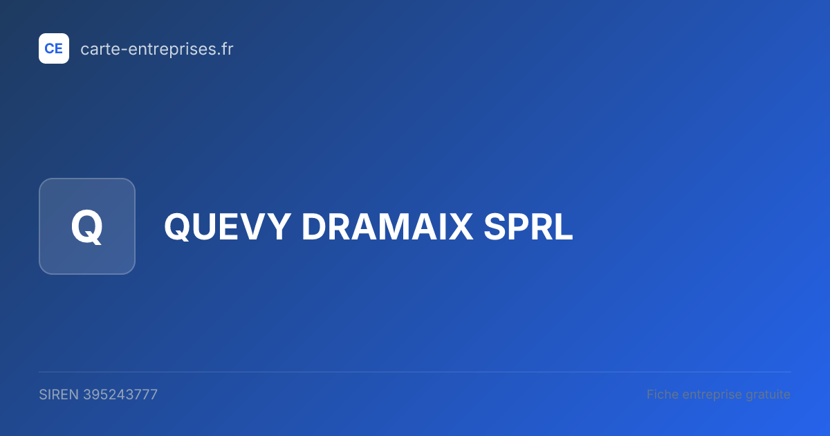 QUEVY DRAMAIX SPRL — 395243777 — fiche entreprise