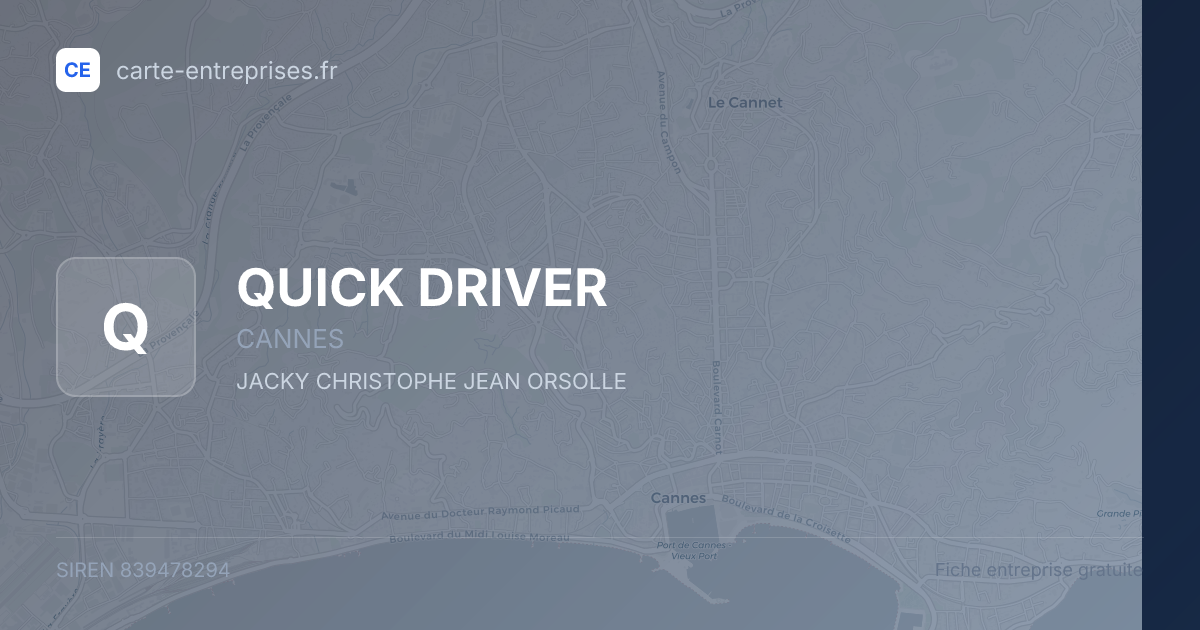 QUICK DRIVER — 839478294 — fiche entreprise
