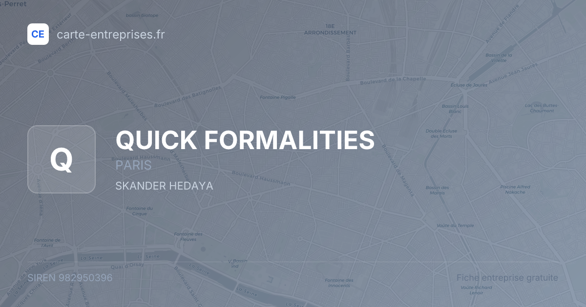 QUICK FORMALITIES — 982950396 — fiche entreprise