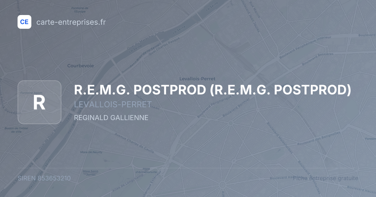 R.E.M.G. POSTPROD — 853653210 — fiche entreprise