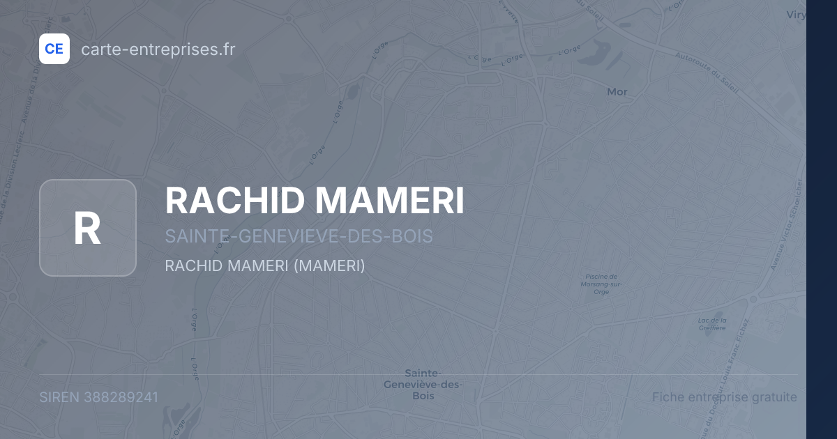 RACHID MAMERI — 388289241 — fiche entreprise