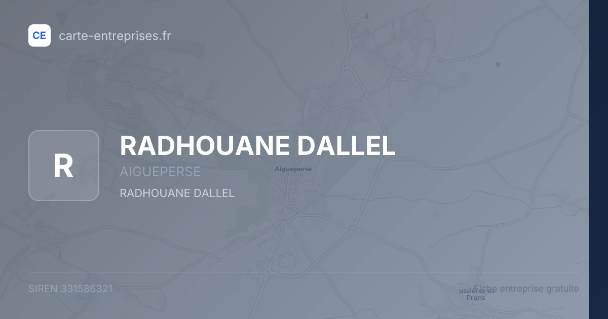 RADHOUANE DALLEL — 331586321 — fiche entreprise