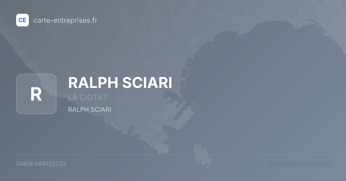RALPH SCIARI — 069720233 — fiche entreprise
