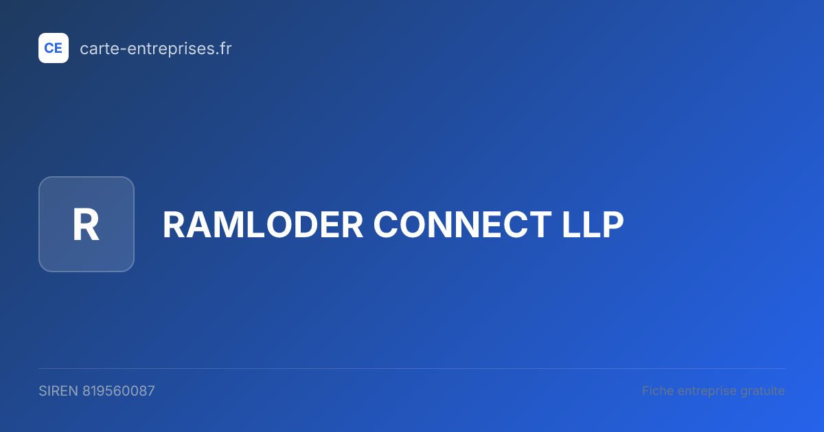 RAMLODER CONNECT LLP — 819560087 — fiche entreprise