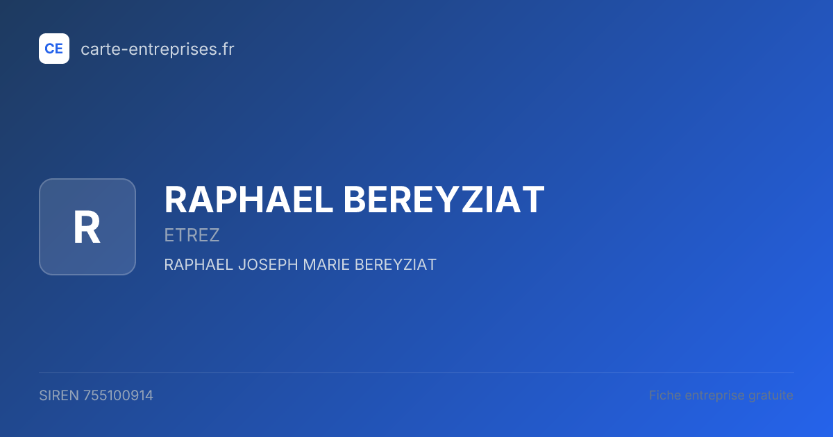 RAPHAEL BEREYZIAT — 755100914 — fiche entreprise