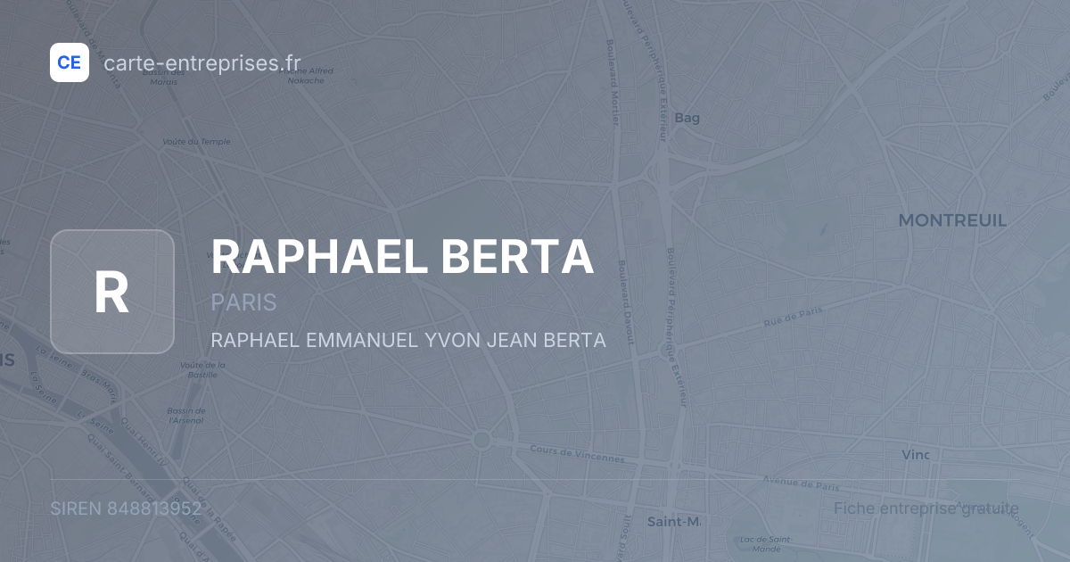 RAPHAEL BERTA — 848813952 — fiche entreprise