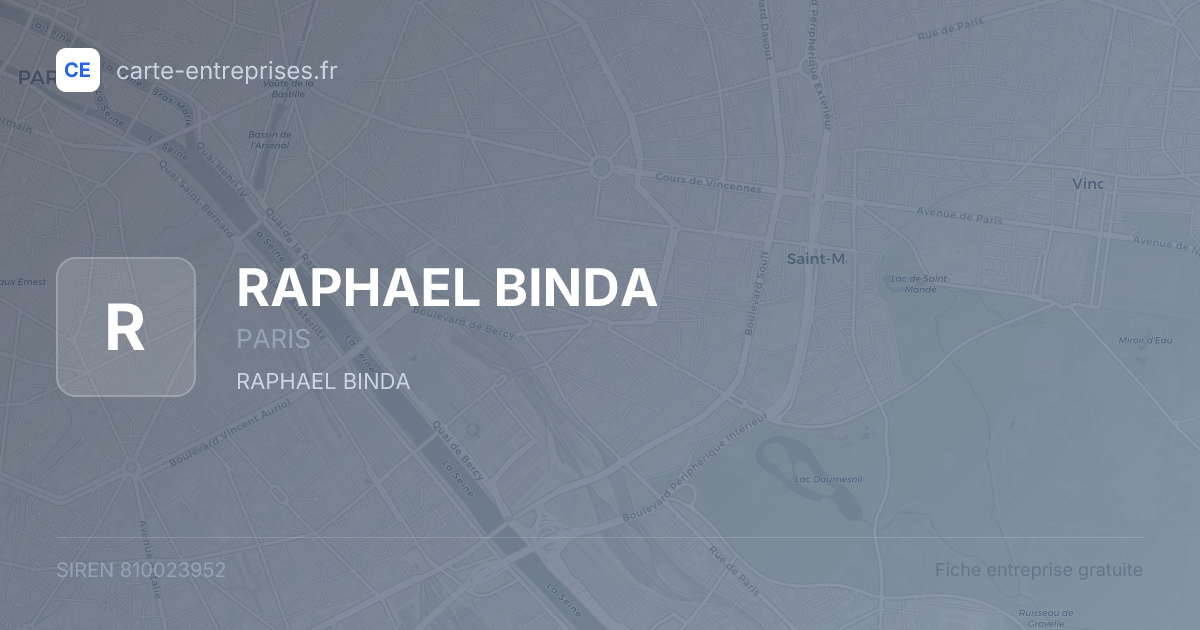 RAPHAEL BINDA — 810023952 — fiche entreprise