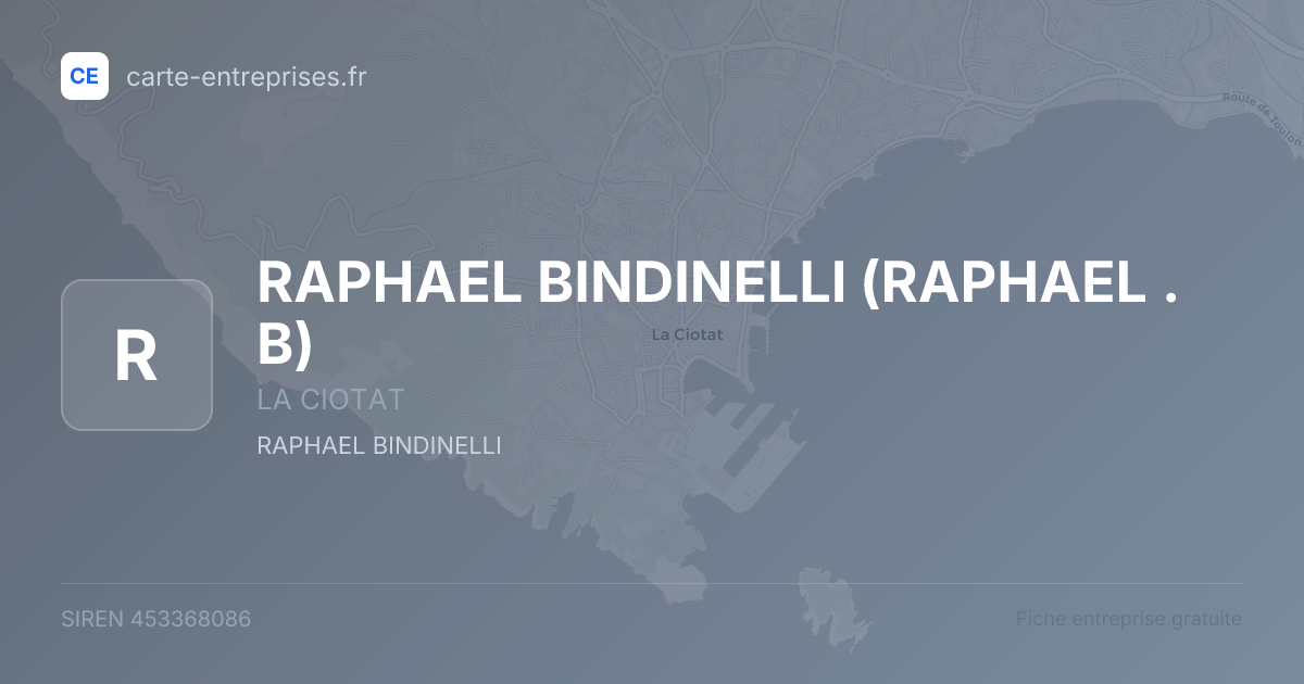 RAPHAEL BINDINELLI (RAPHAEL . B) — 453368086 — fiche entreprise