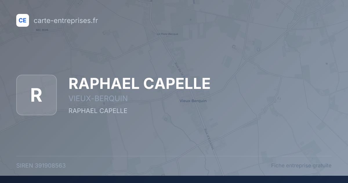 RAPHAEL CAPELLE — 391908563 — fiche entreprise