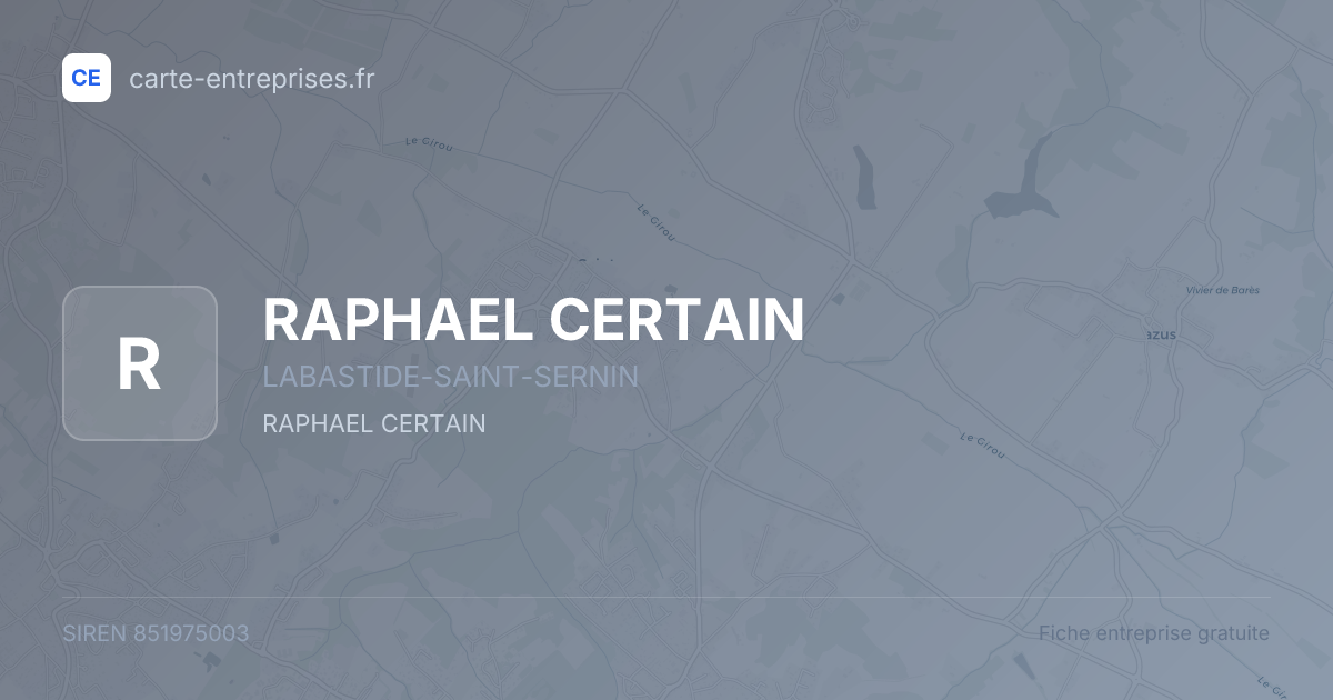 RAPHAEL CERTAIN — 851975003 — fiche entreprise