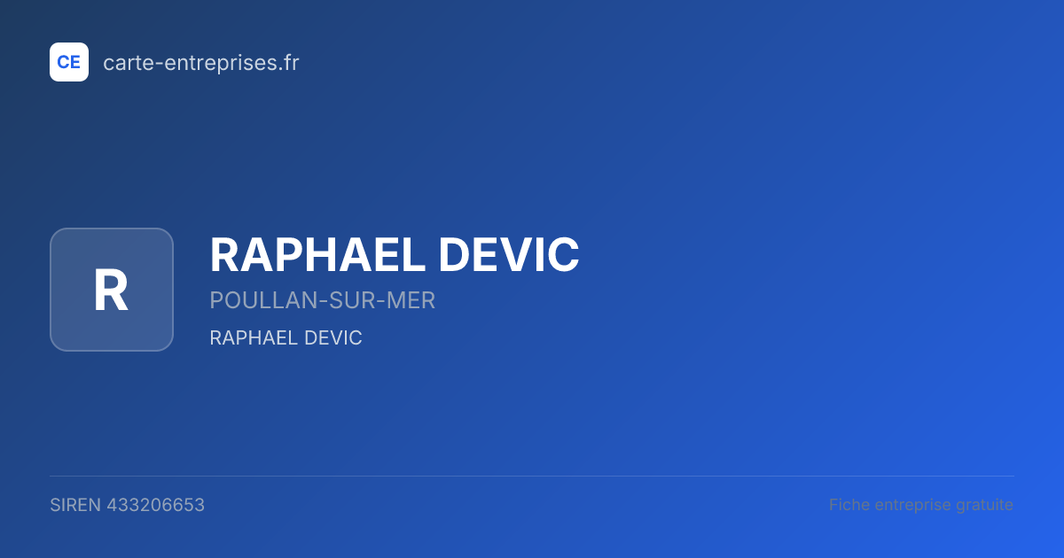 RAPHAEL DEVIC — 433206653 — fiche entreprise
