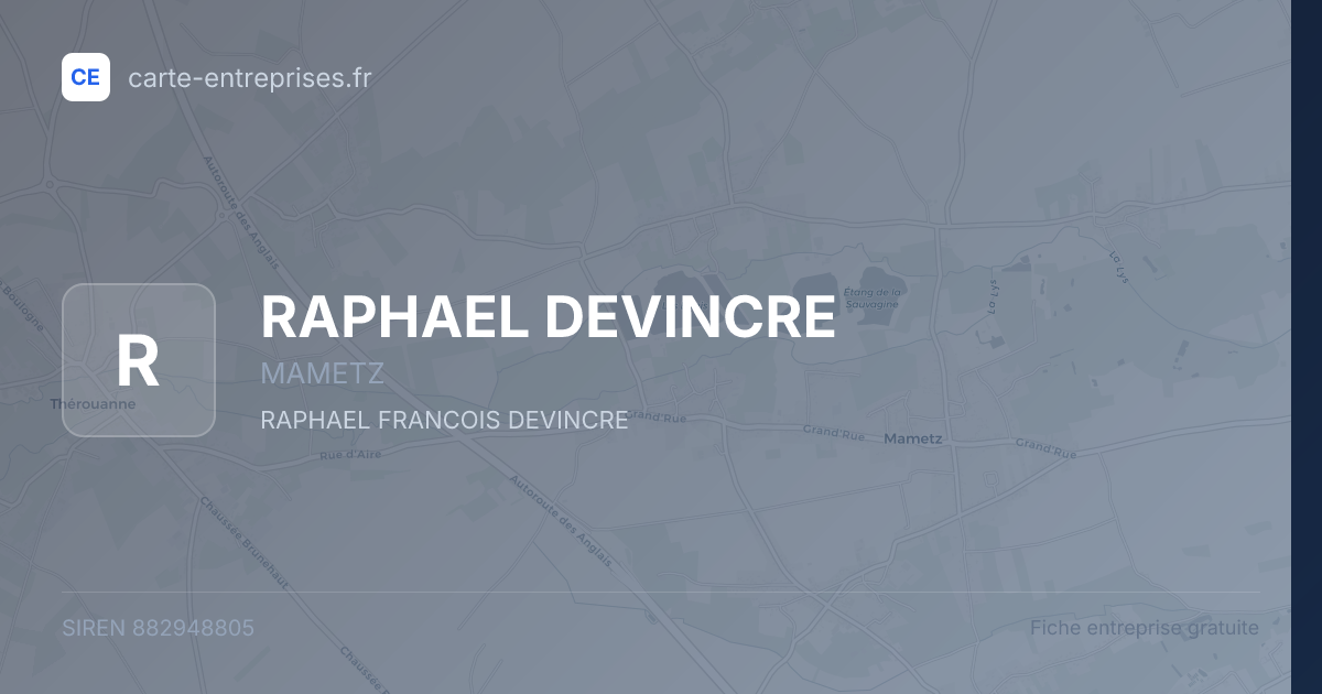 RAPHAEL DEVINCRE — 882948805 — fiche entreprise