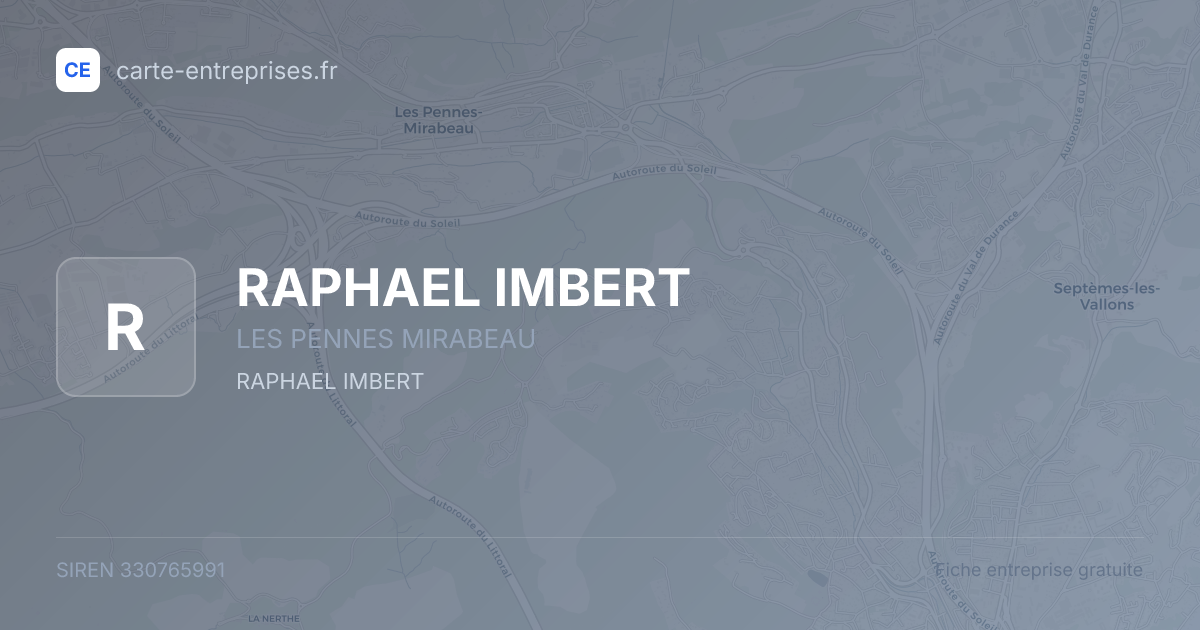 RAPHAEL IMBERT — 330765991 — fiche entreprise
