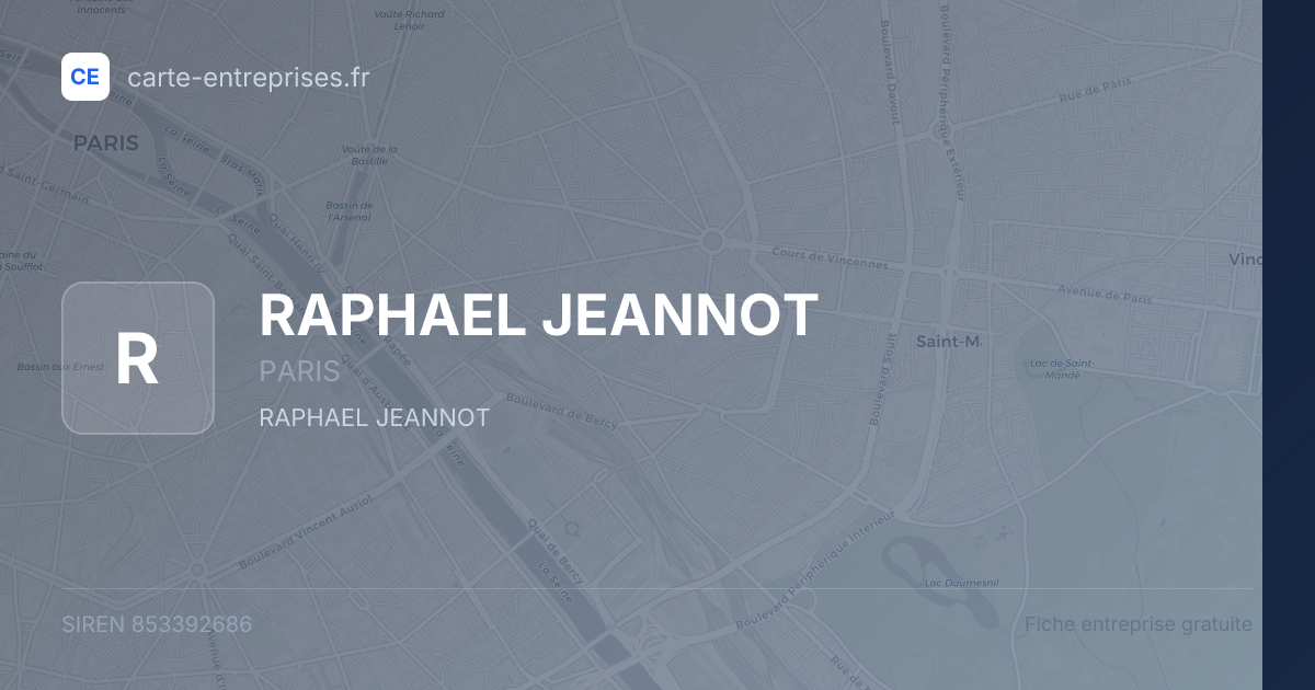 RAPHAEL JEANNOT — 853392686 — fiche entreprise