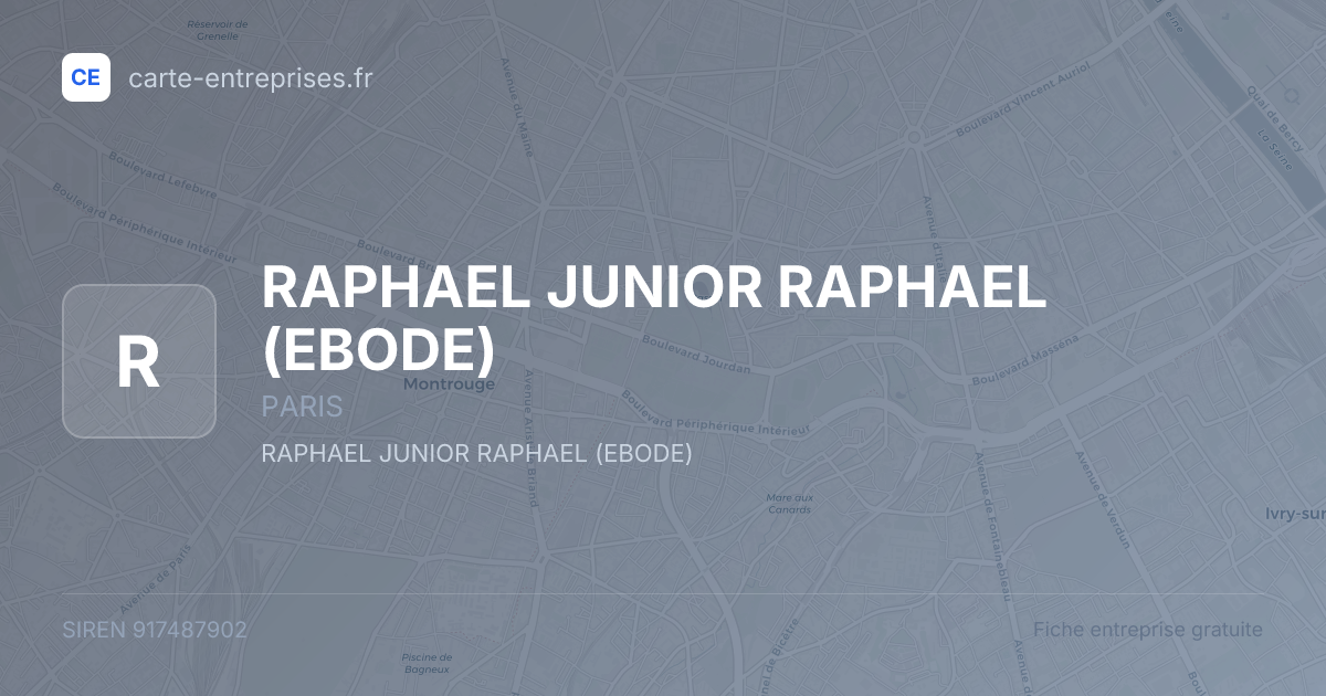 RAPHAEL JUNIOR RAPHAEL (EBODE) — 917487902 — fiche entreprise