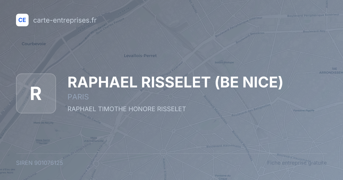 RAPHAEL RISSELET (BE NICE) — 901076125 — fiche entreprise