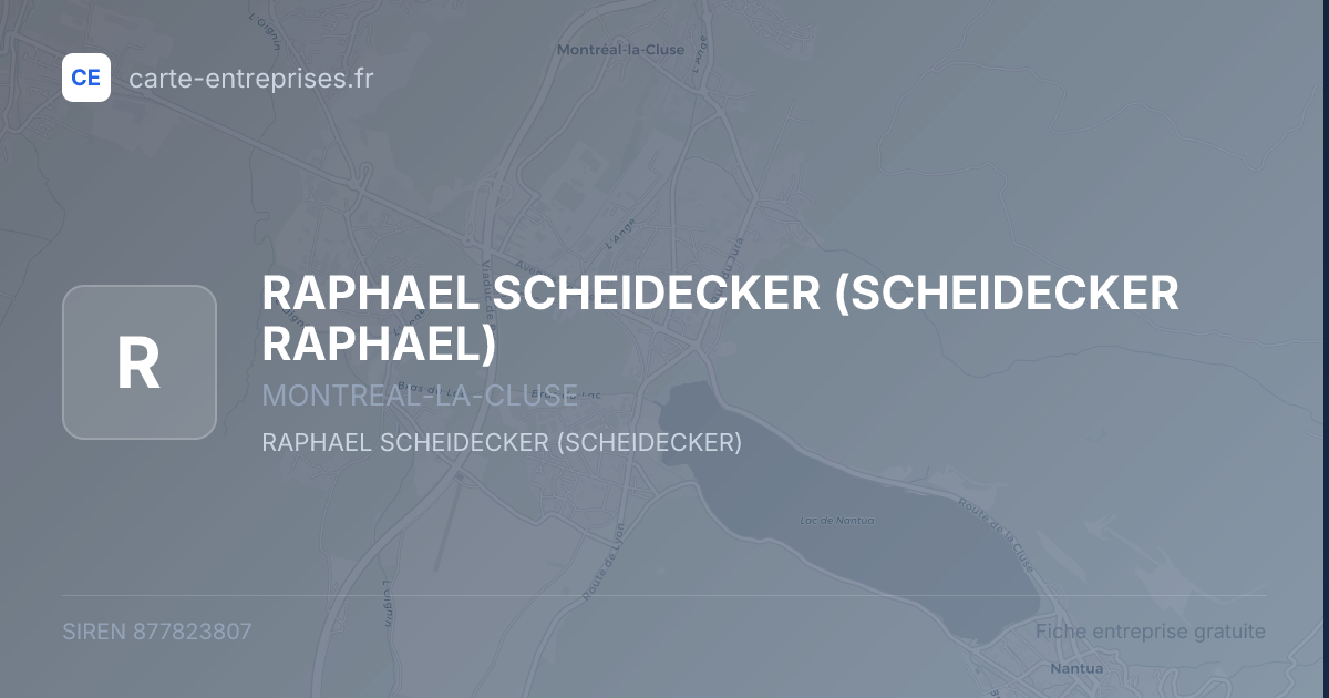 RAPHAEL SCHEIDECKER (SCHEIDECKER RAPHAEL) — 877823807 — fiche entreprise