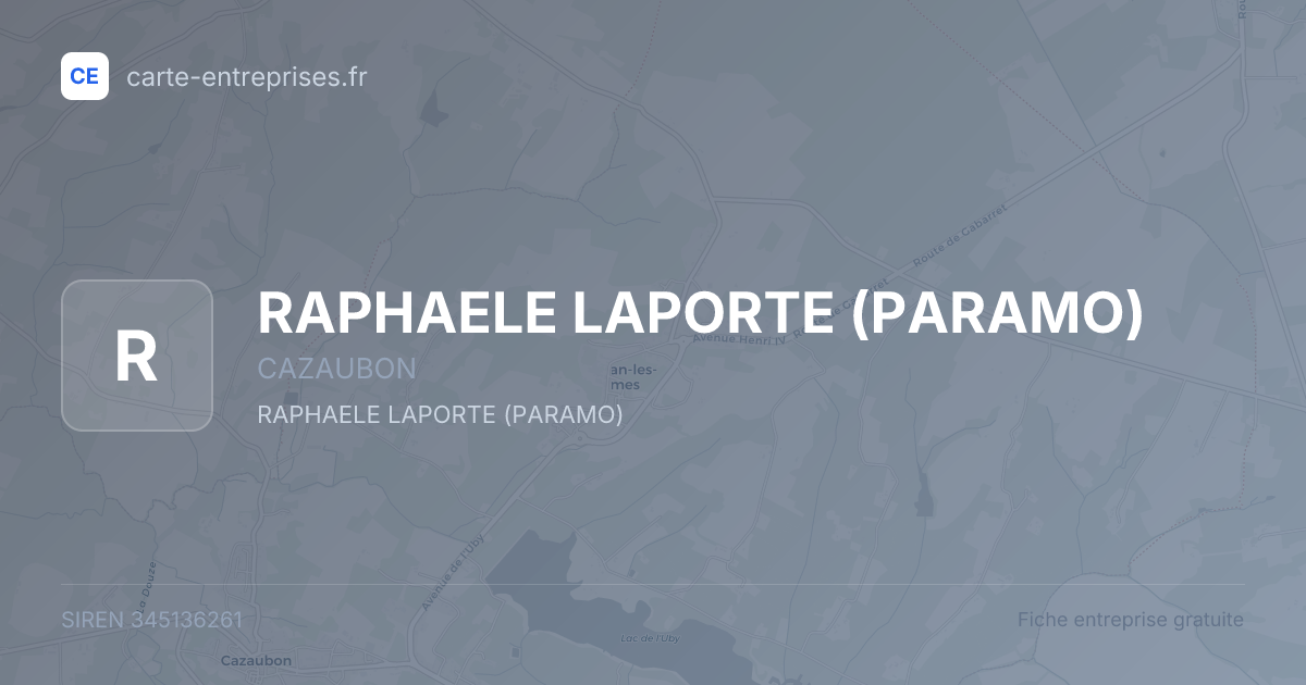 RAPHAELE LAPORTE (PARAMO) — 345136261 — fiche entreprise