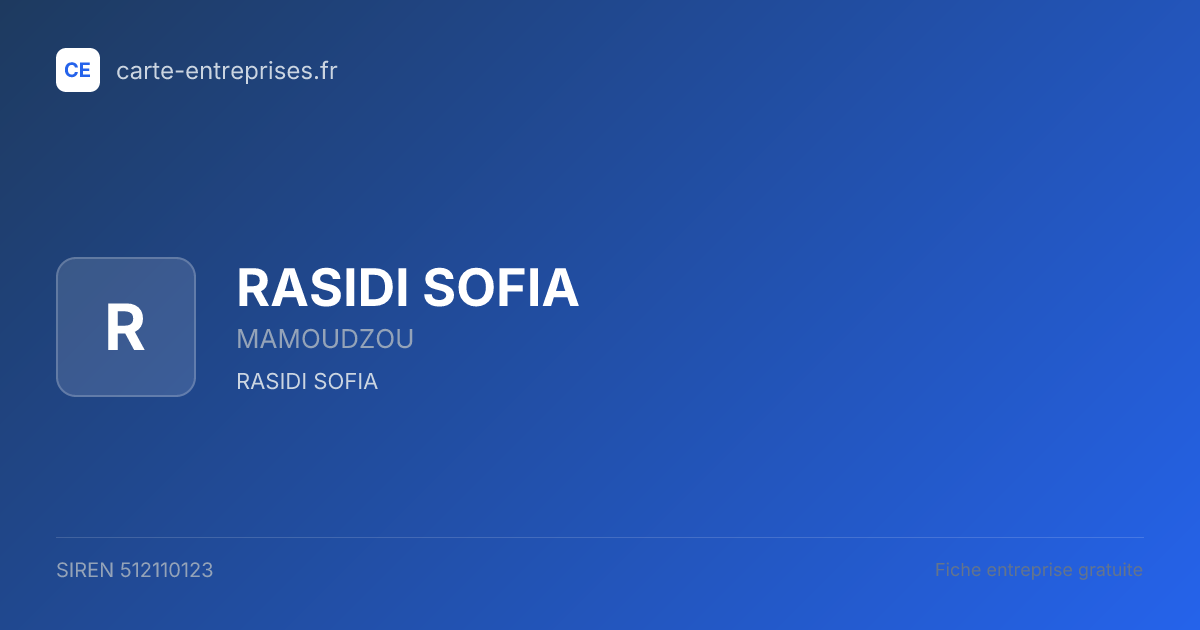 RASIDI SOFIA — 512110123 — fiche entreprise