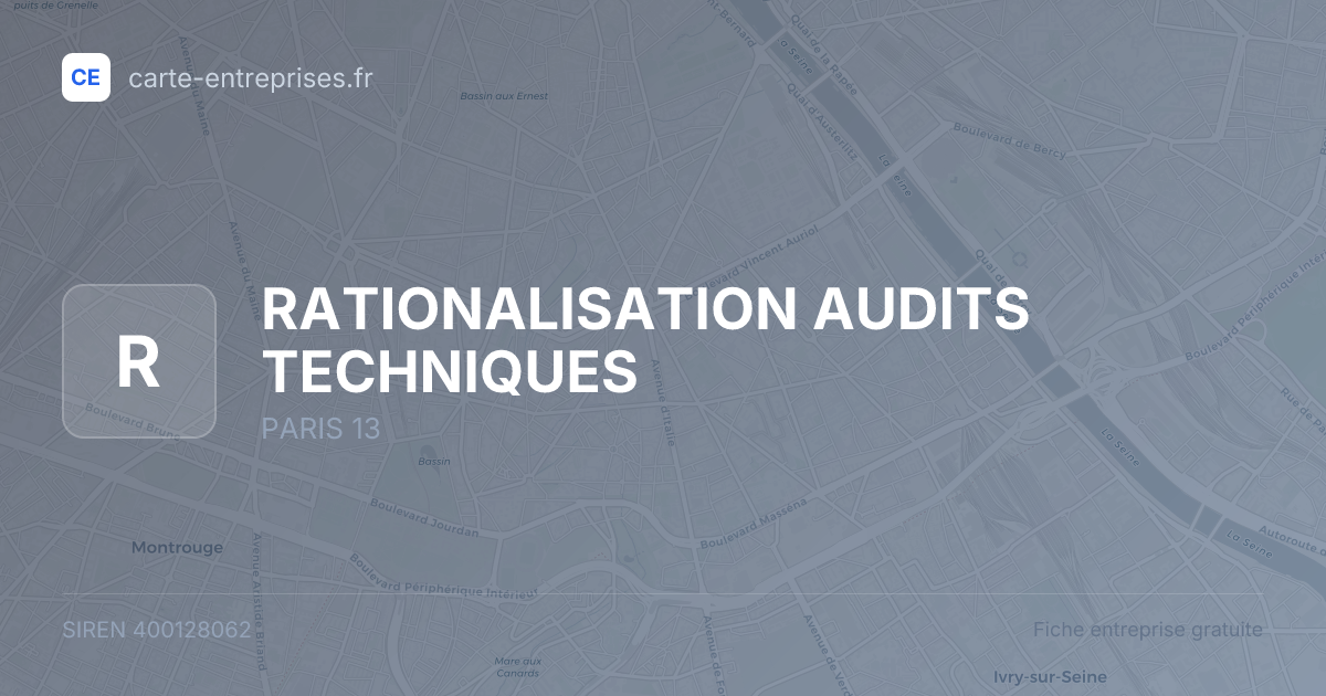 RATIONALISATION AUDITS TECHNIQUES — 400128062 — fiche entreprise