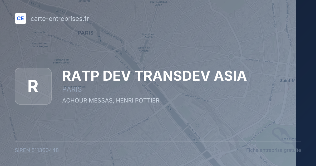 RATP DEV TRANSDEV ASIA — 511360448 — fiche entreprise