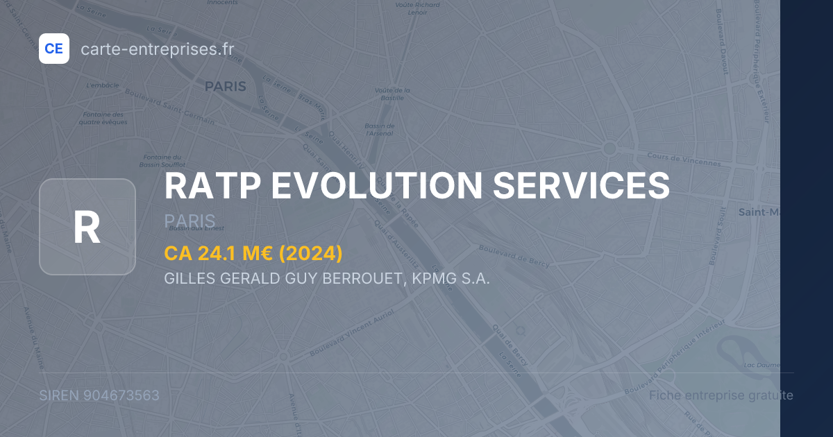 RATP EVOLUTION SERVICES — 904673563 — fiche entreprise