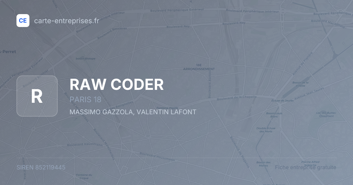 RAW CODER — 852119445 — fiche entreprise