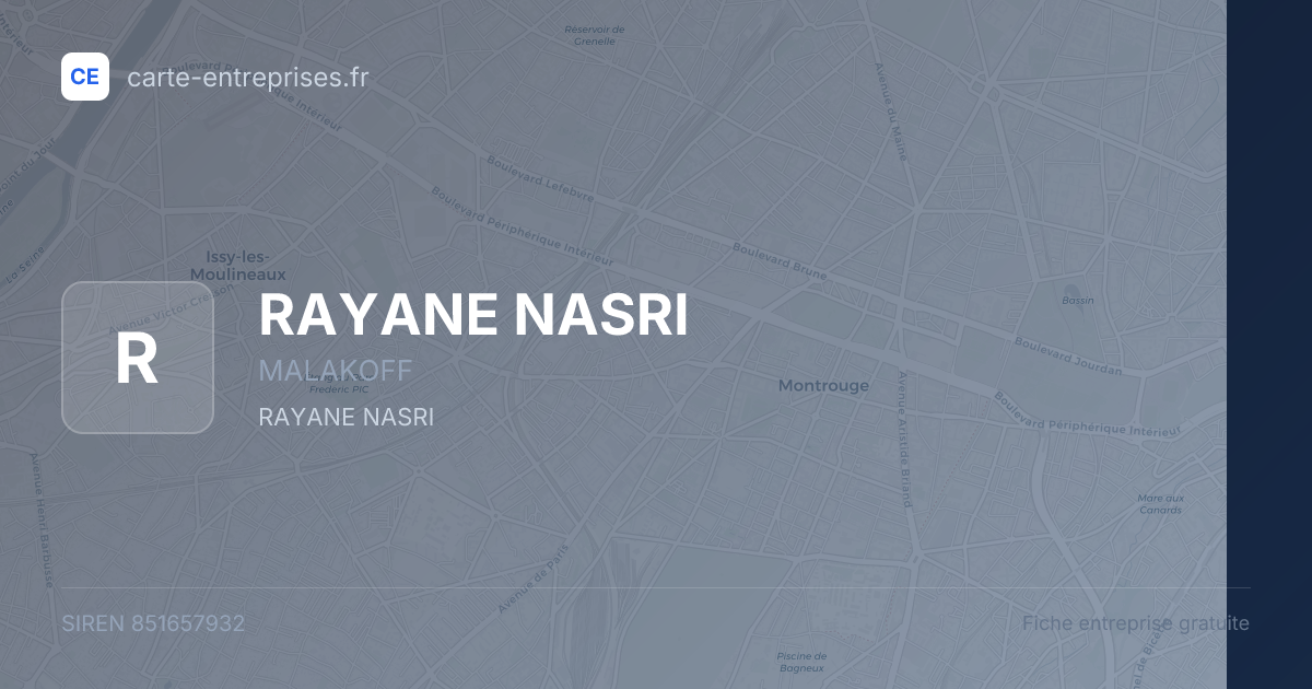 RAYANE NASRI — 851657932 — fiche entreprise