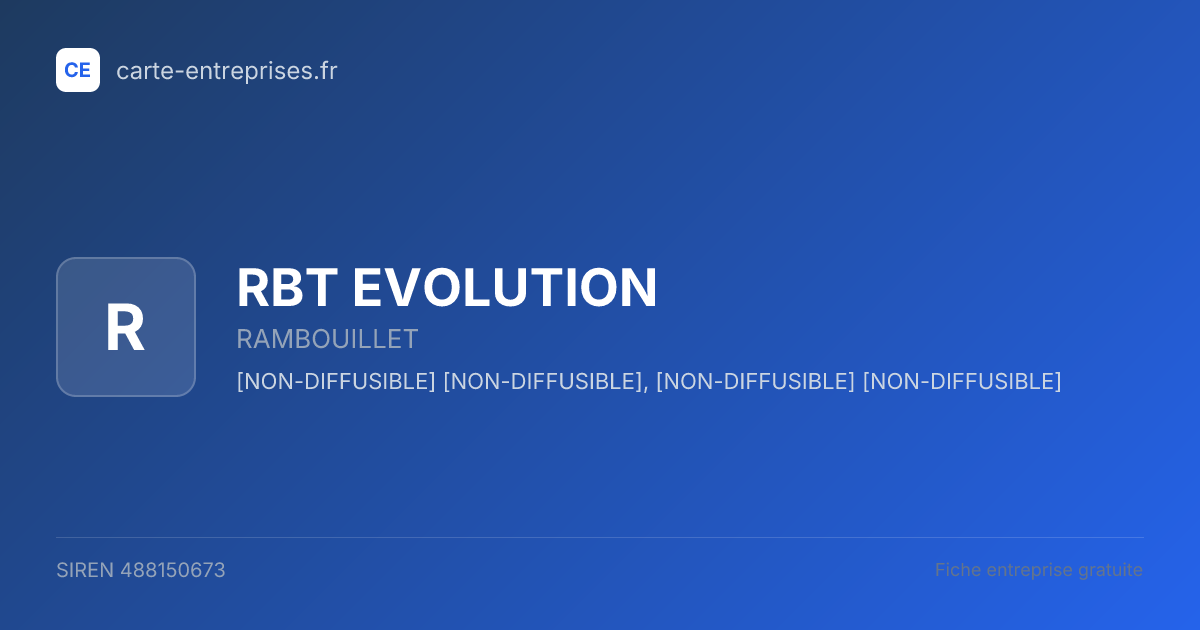 RBT EVOLUTION — 488150673 — fiche entreprise
