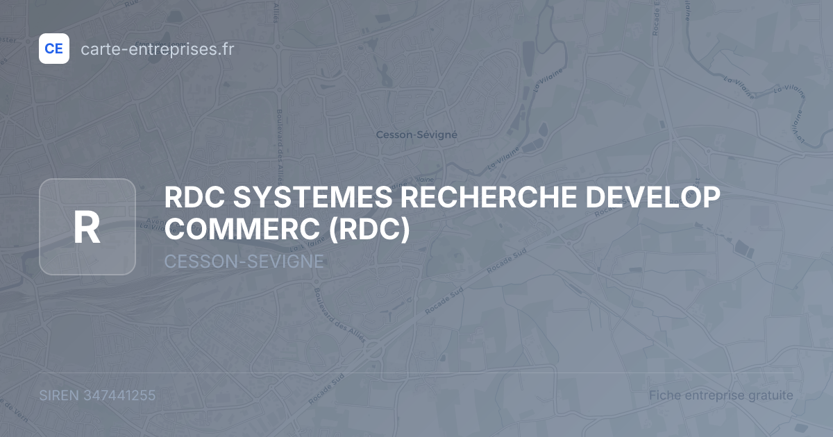 RDC SYSTEMES RECHERCHE DEVELOP COMMERC (RDC) — 347441255 — fiche entreprise
