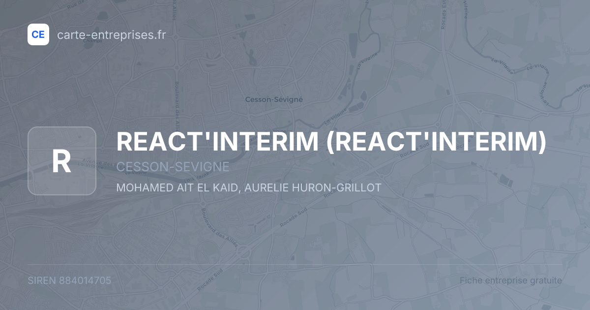 REACT'INTERIM — 884014705 — fiche entreprise
