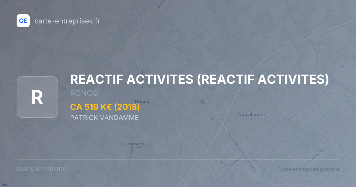 REACTIF ACTIVITES — 832787808 — fiche entreprise