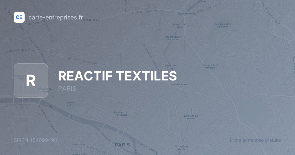 REACTIF TEXTILES — 454099490 — fiche entreprise