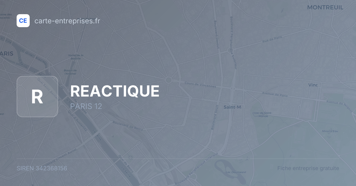 REACTIQUE — 342368156 — fiche entreprise